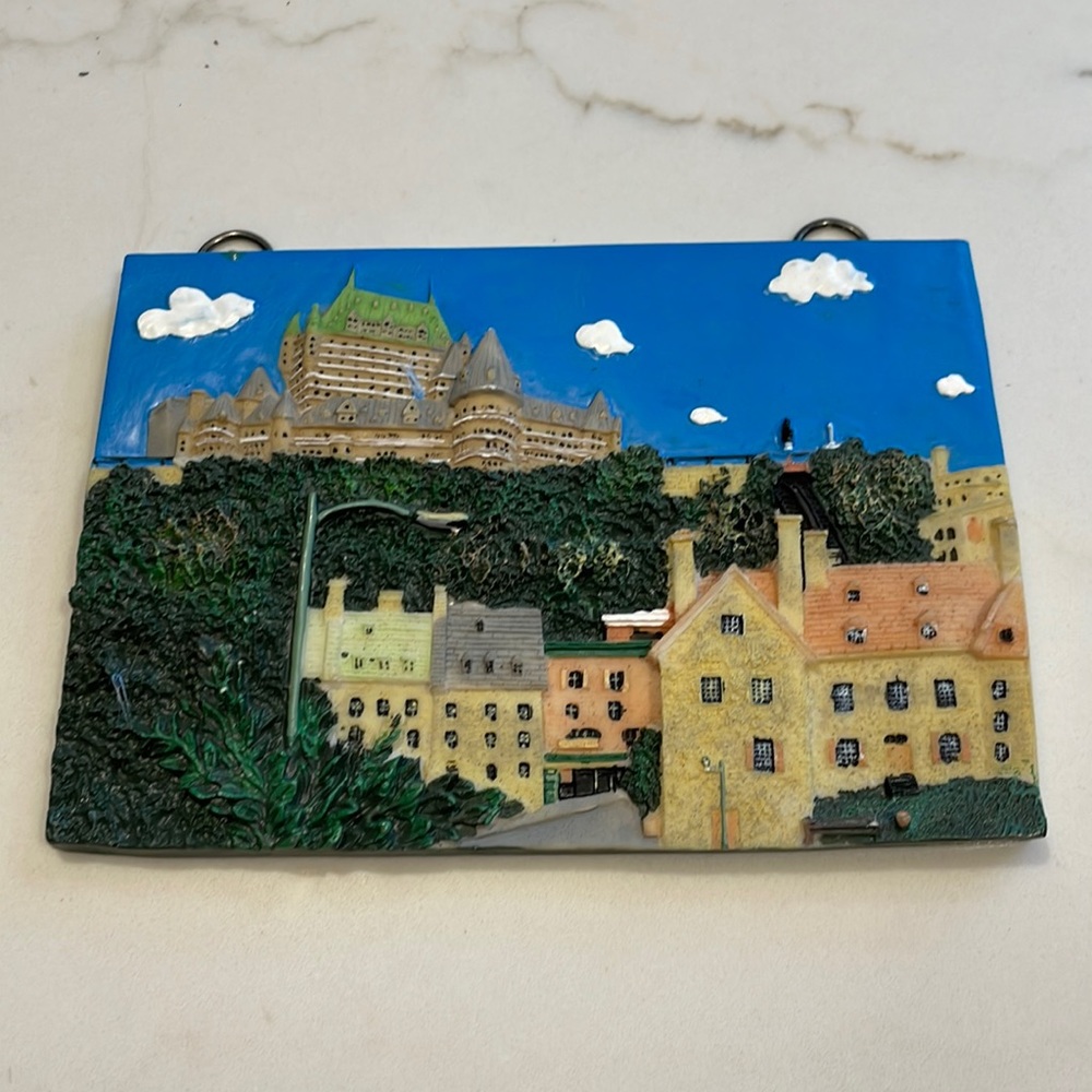 Beautiful slate artwork depicting Château Frontenac in old Quebec city, Canada.